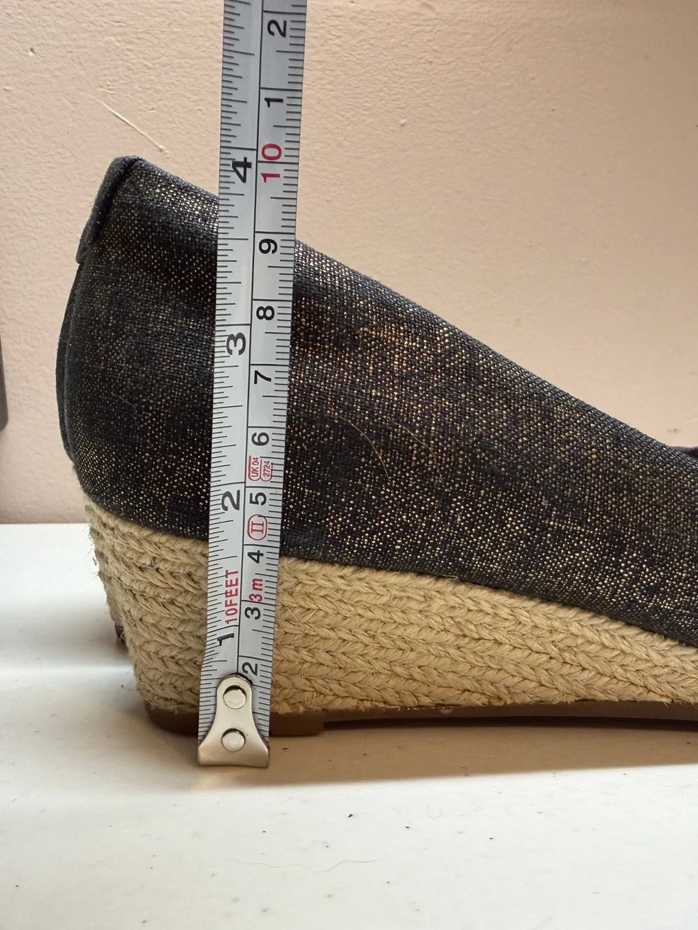 Clarks Collection Mallory Luna Metallic Sparkle Canvas Wedges Espadrille Shoes